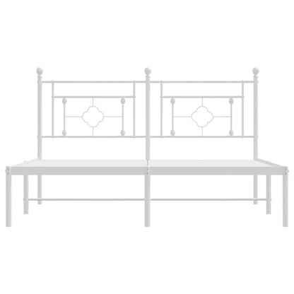 vidaXL Metal Bed Frame with Headboard White 59.1"x78.7"-3