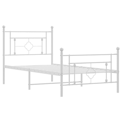 vidaXL Metal Bed Frame with Headboard and Footboard White 39.4"x78.7"