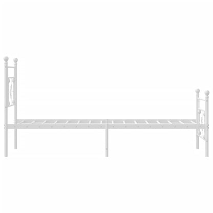 vidaXL Metal Bed Frame with Headboard and Footboard White 39.4"x78.7"
