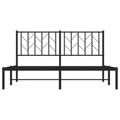 vidaXL Metal Bed Frame with Headboard Black 59.1"x78.7"-3