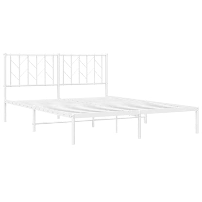 vidaXL Metal Bed Frame with Headboard White 59.1"x78.7"-2