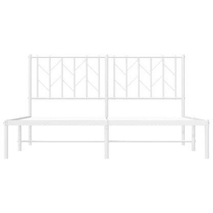 vidaXL Metal Bed Frame with Headboard White 59.1"x78.7"-3