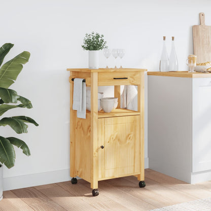 vidaXL Kitchen Trolley Rolling Cart on Wheels Living Room Solid Wood Pine-3