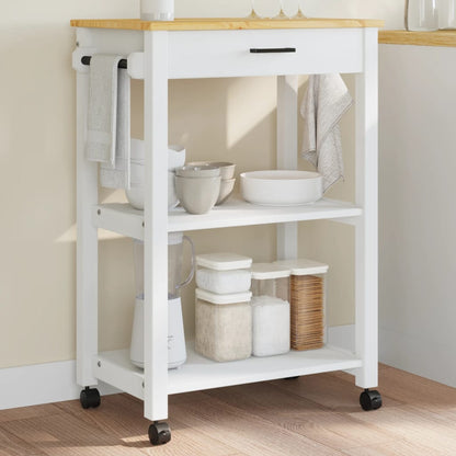 vidaXL Kitchen Trolley Rolling Cart on Wheels Living Room Solid Wood Pine-0