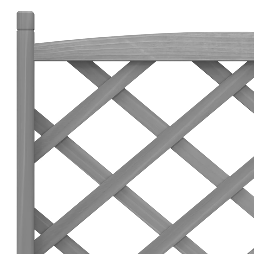 vidaXL Planter with Trellis and Wheels Gray Solid Wood Fir-4