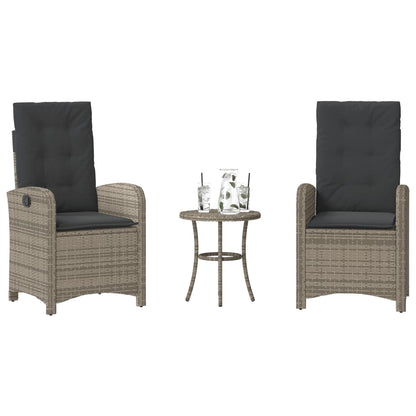 vidaXL Bistro Set with Cushions Outdoor Patio Furniture 3 Piece Poly Rattan-7