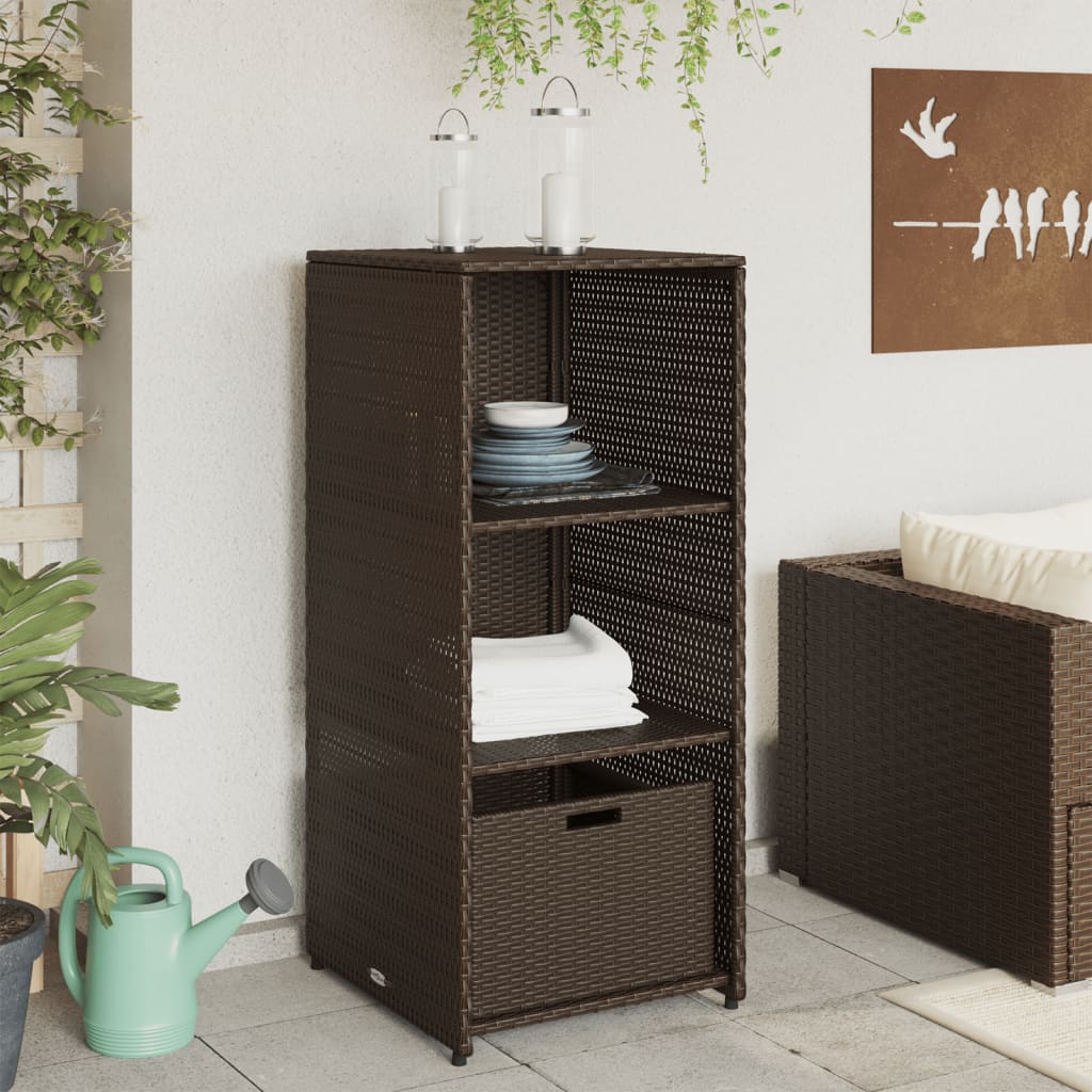 vidaXL Patio Storage Cabinet Tool Organizer Outdoor Furniture Poly Rattan-0