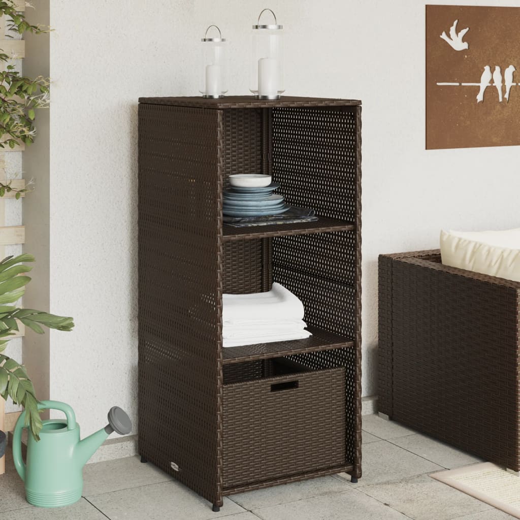 vidaXL Patio Storage Cabinet Tool Organizer Outdoor Furniture Poly Rattan-6