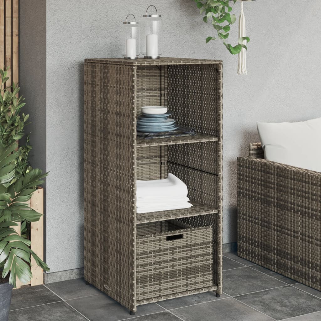 vidaXL Patio Storage Cabinet Tool Organizer Outdoor Furniture Poly Rattan-7