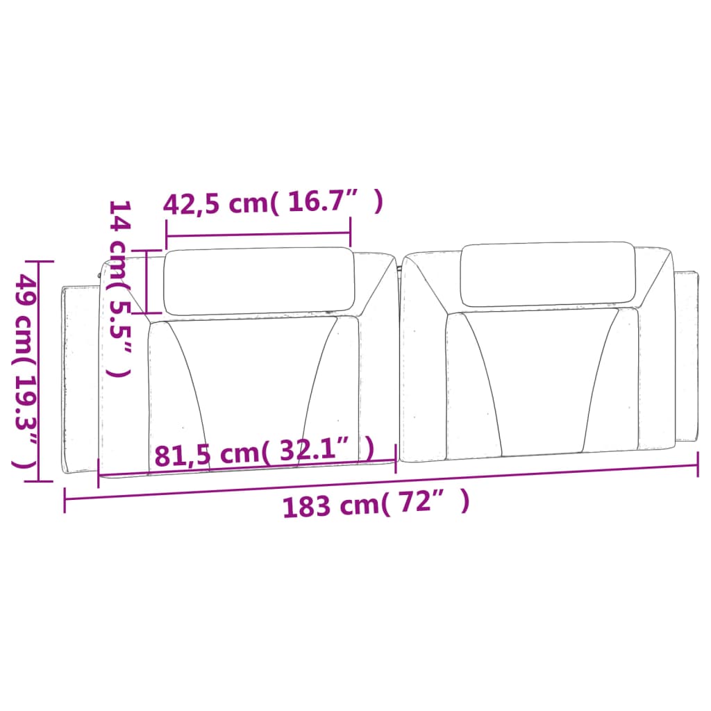 vidaXL Headboard Cushion Bedroom Upholstered Pillow Back Headboard Faux Leather-2