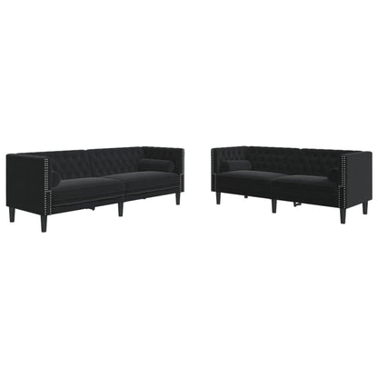 vidaXL 2 Piece Chesterfield Sofa Set with Bolsters Black Velvet-1