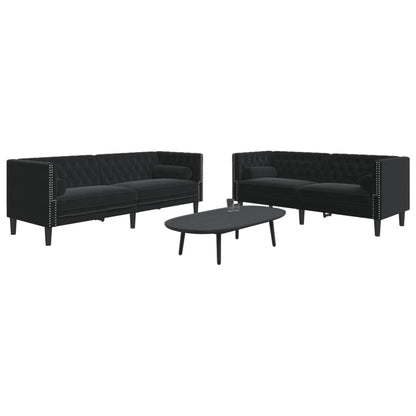 vidaXL 2 Piece Chesterfield Sofa Set with Bolsters Black Velvet-0