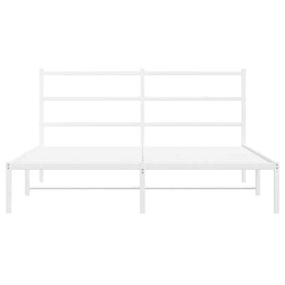 vidaXL Metal Bed Frame with Headboard White 59.1"x78.7"-3