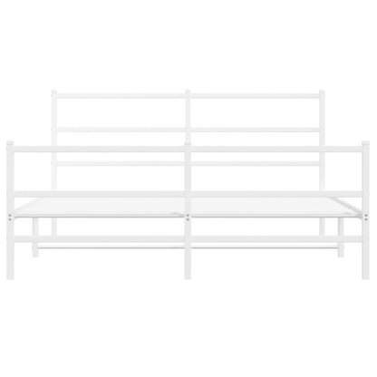 vidaXL Metal Bed Frame with Headboard and Footboard White 59.1"x78.7"-3
