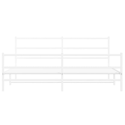 vidaXL Metal Bed Frame with Headboard and Footboard White 76"x79.9" King-3