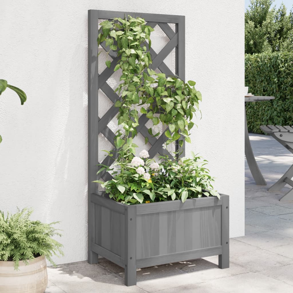 vidaXL Planter Flower Box Trellis Raised Bed Outdoor Planter Solid Firwood-11