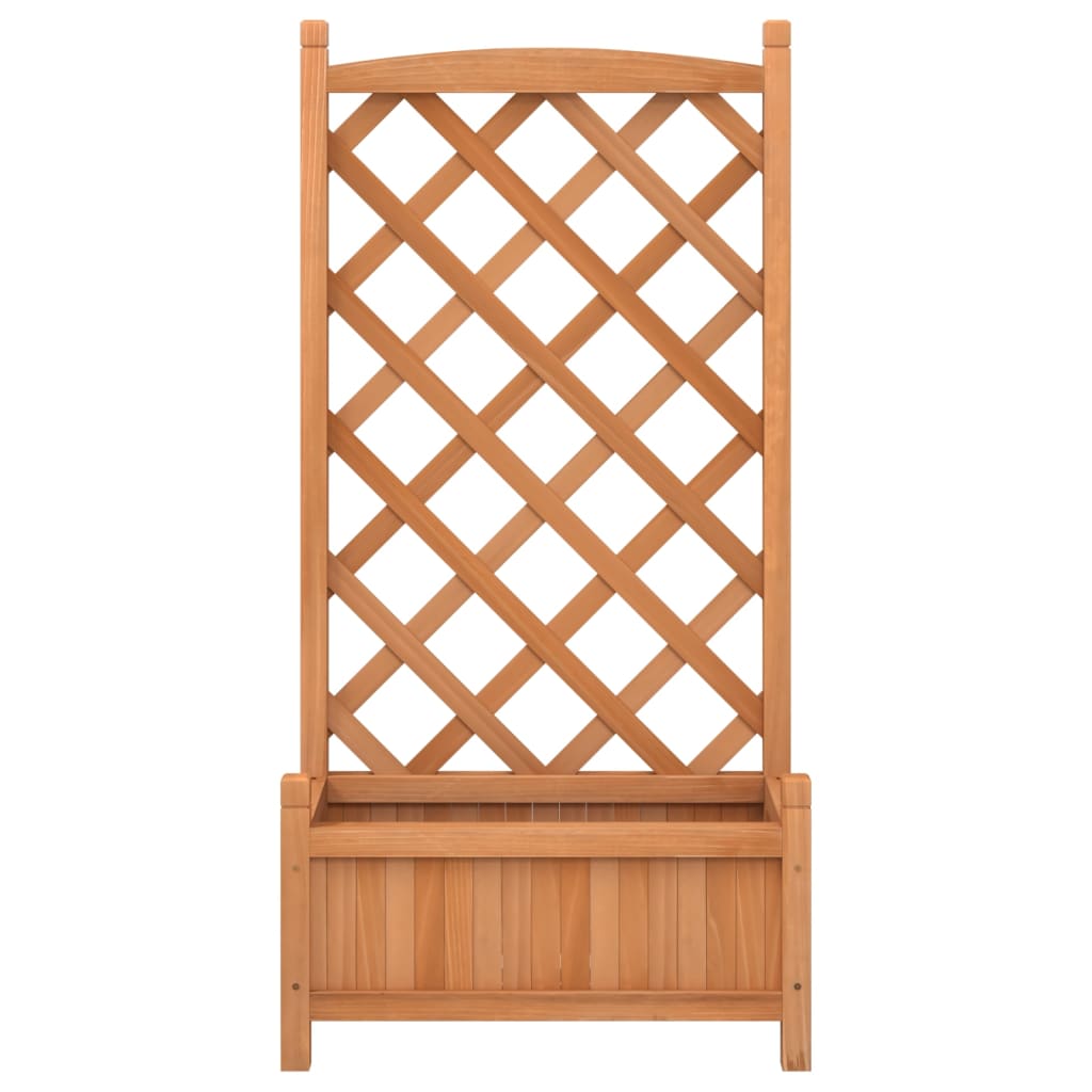 vidaXL Planter with Trellis Brown Solid Wood Fir-4