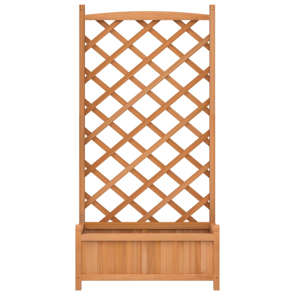 vidaXL Planter with Trellis Brown Solid Wood Fir-2