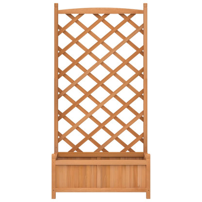vidaXL Planter with Trellis Brown Solid Wood Fir-2