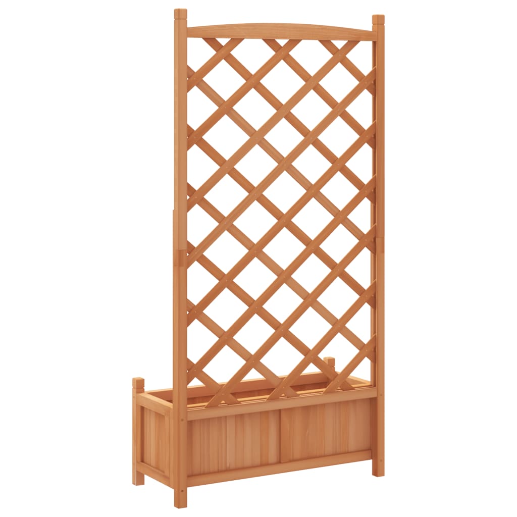 vidaXL Planter with Trellis Brown Solid Wood Fir-4