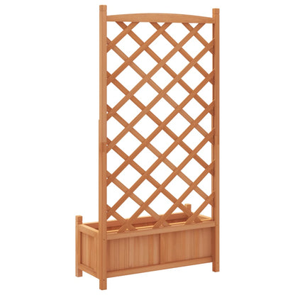 vidaXL Planter with Trellis Brown Solid Wood Fir-4