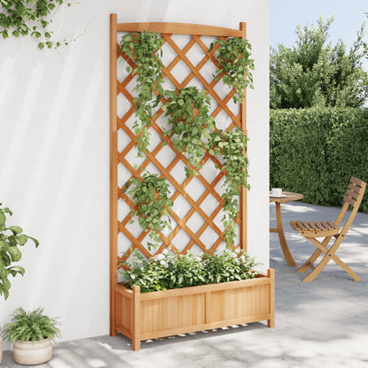 vidaXL Planter with Trellis Brown Solid Wood Fir-1