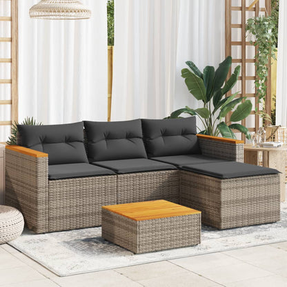 vidaXL 3 Piece Patio Sofa Set with Cushions Gray Poly Rattan-3