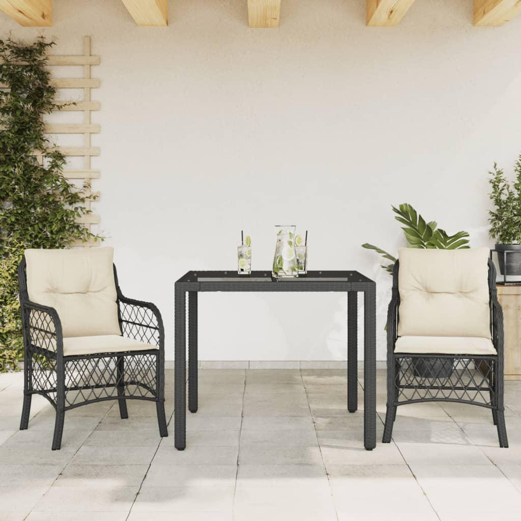 vidaXL Bistro Set with Cushions Outdoor Garden Furniture 3 Piece Poly Rattan-0