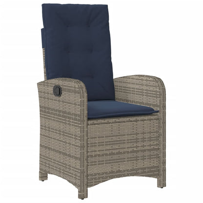 vidaXL 5 Piece Patio Dining Set with Cushions Gray Poly Rattan-3