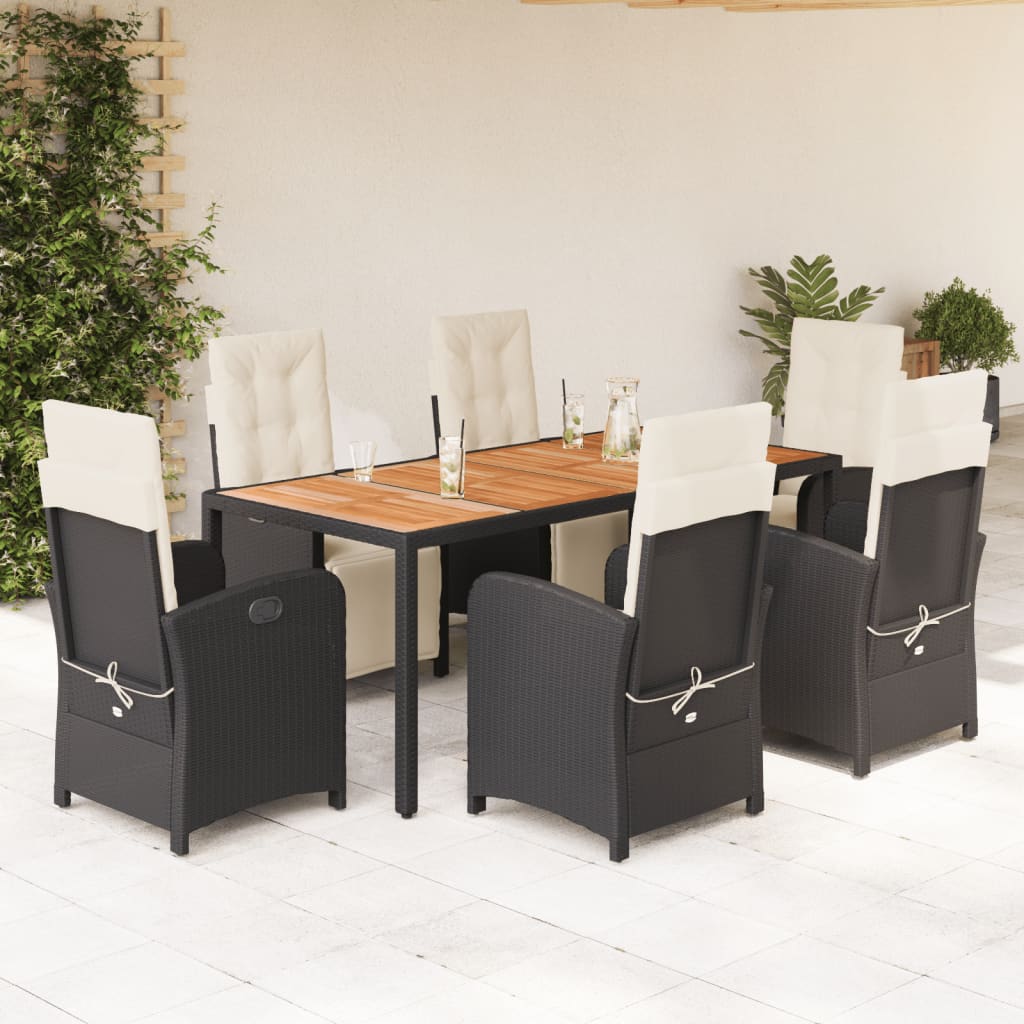 vidaXL Bistro Set with Cushions Table and Chair Outdoor Furniture Poly Rattan-0