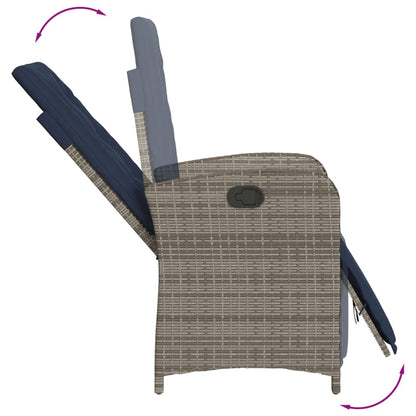 vidaXL 7 Piece Patio Dining Set with Cushions Gray Poly Rattan-4