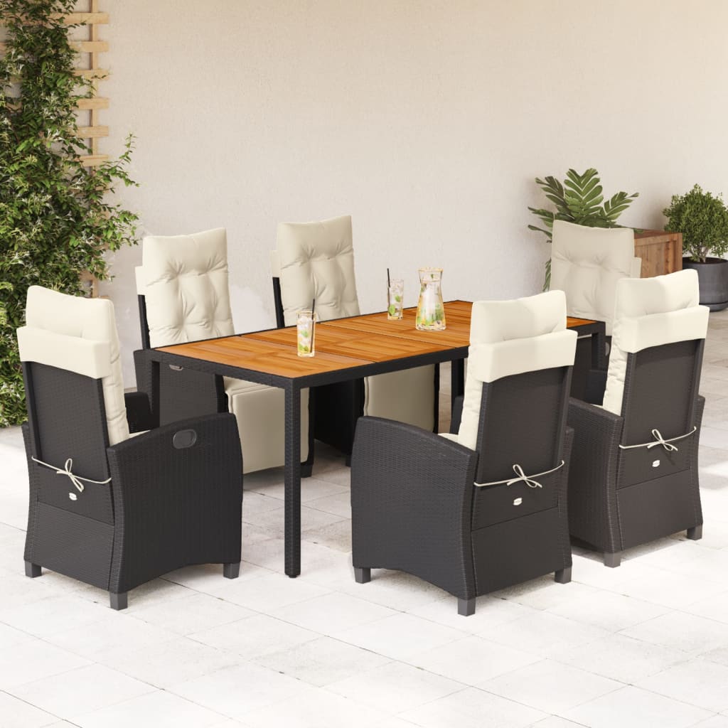 vidaXL Patio Dining Set with Cushions Outdoor Garden Furniture Poly Rattan-5