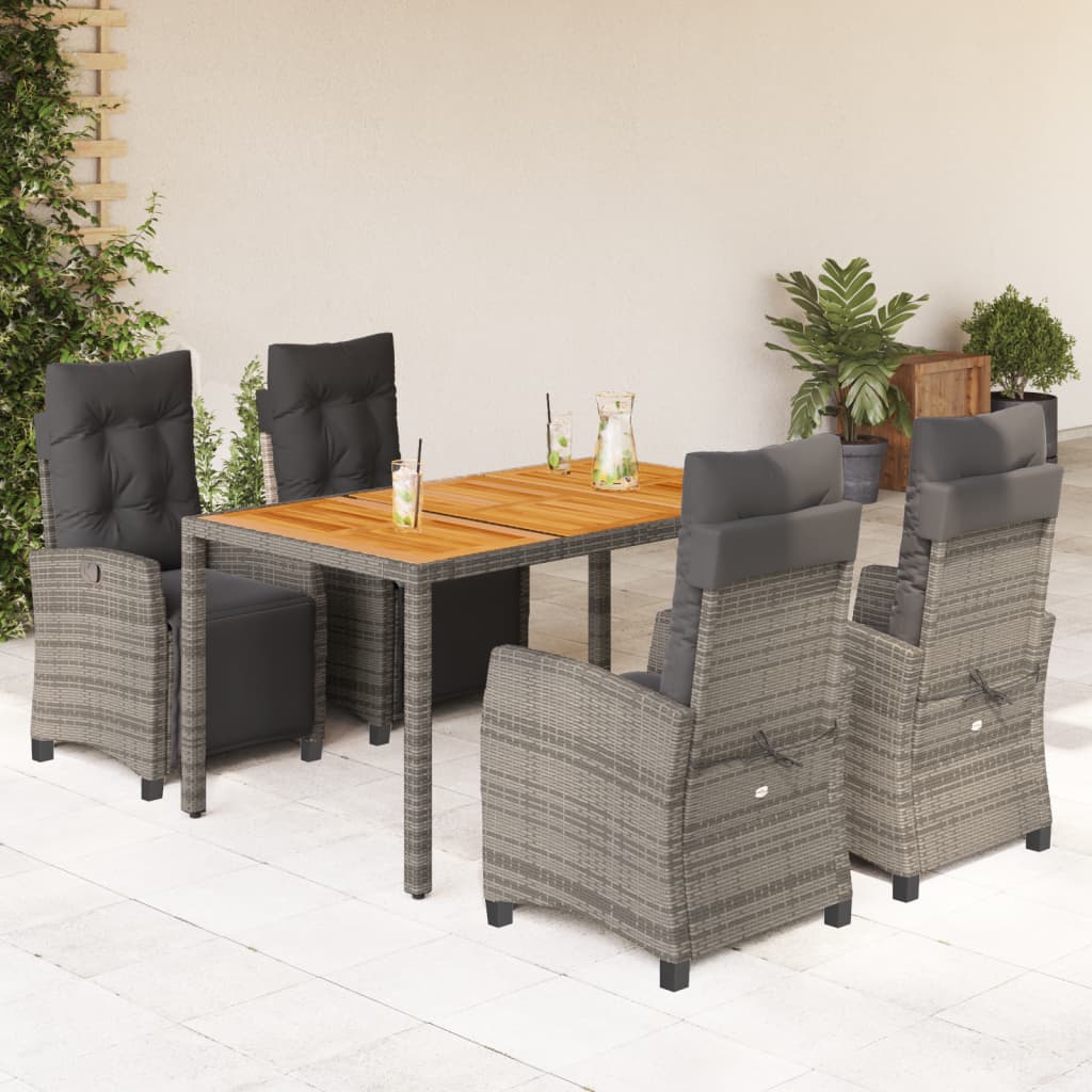 vidaXL Patio Dining Set with Cushions Outdoor Garden Furniture Poly Rattan-13