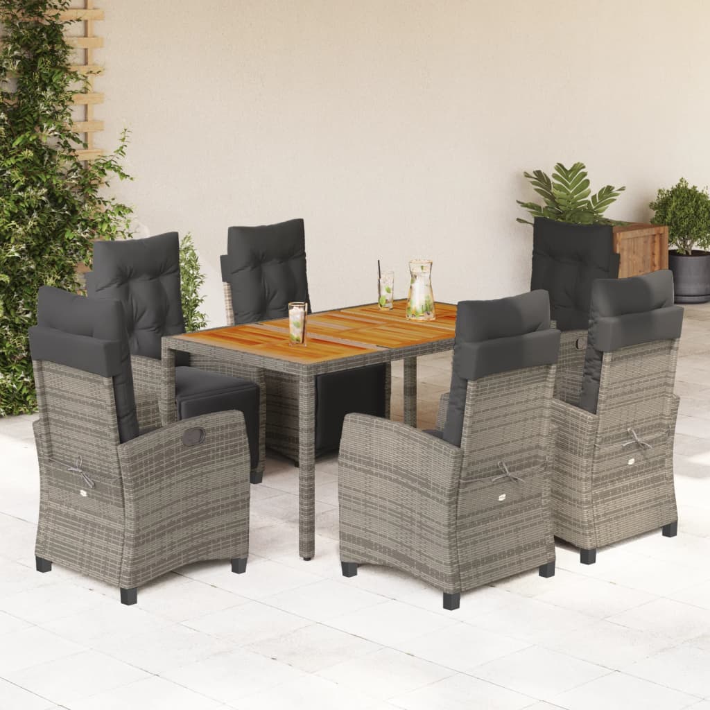 vidaXL Patio Dining Set with Cushions Outdoor Garden Furniture Poly Rattan-15