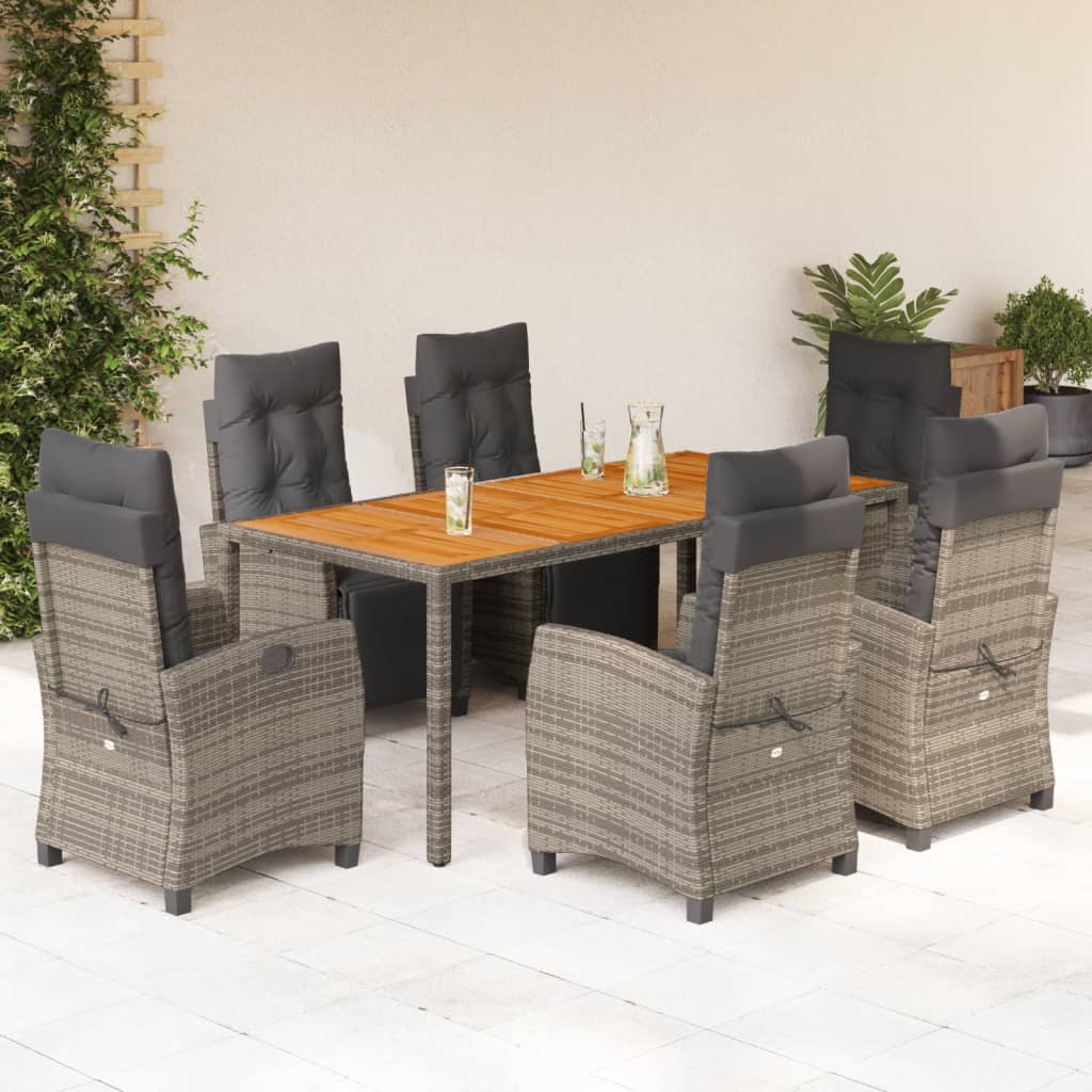 vidaXL Patio Dining Set with Cushions Outdoor Garden Furniture Poly Rattan-11