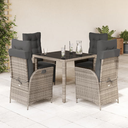 vidaXL 5 Piece Patio Dining Set with Cushions Gray Poly Rattan-0