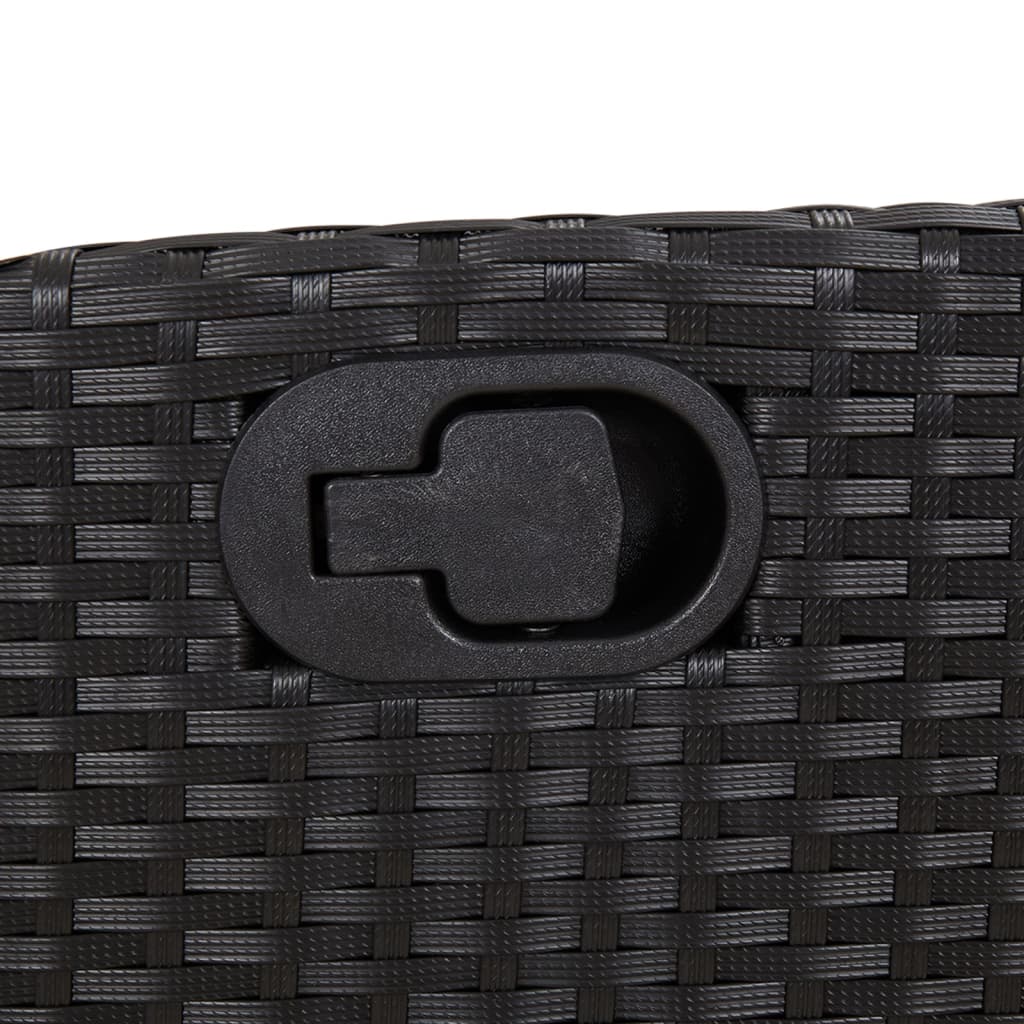 vidaXL 5 Piece Patio Dining Set with Cushions Black Poly Rattan-4