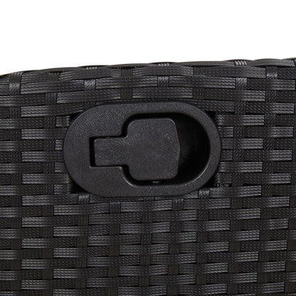 vidaXL 5 Piece Patio Dining Set with Cushions Black Poly Rattan-4