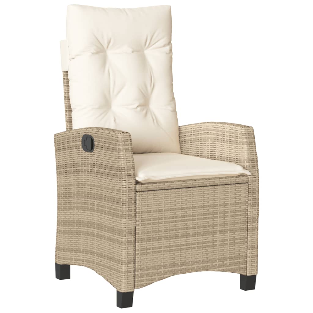 vidaXL 3 Piece Patio Dining Set with Cushions Beige Poly Rattan-2