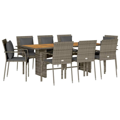 vidaXL 7 Piece Patio Dining Set with Cushions Gray Poly Rattan-1