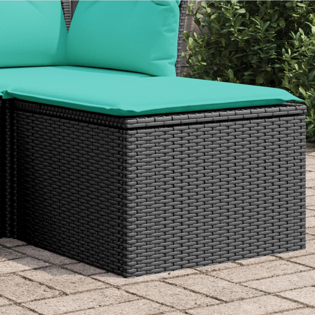 vidaXL Patio Stool with Cushion Black 21.7"x21.7"x14.6" Poly Rattan-0
