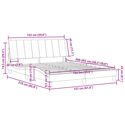 vidaXL Bed Frame with Headboard Dark Gray 59.8"x79.9" Queen Velvet-2