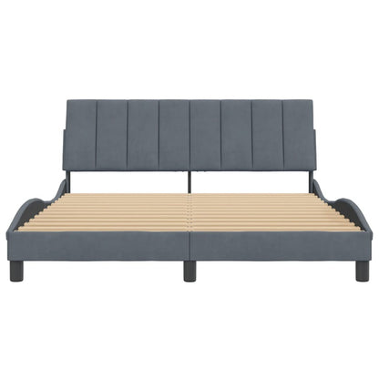 vidaXL Bed Frame with Headboard Dark Gray 59.8"x79.9" Queen Velvet-4