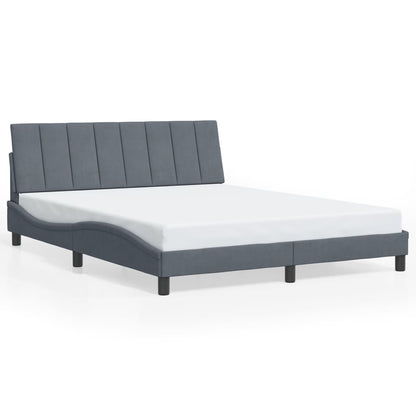 vidaXL Bed Frame with Headboard Dark Gray 59.8"x79.9" Queen Velvet-5
