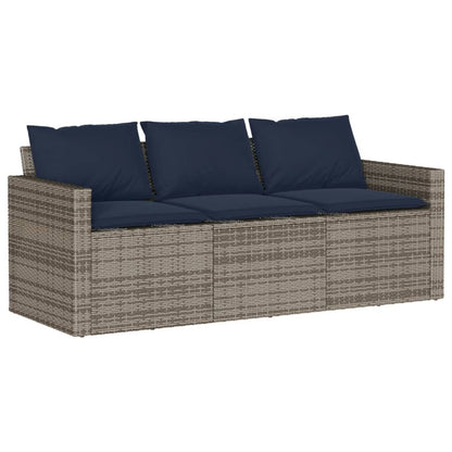 vidaXL 6 Piece Patio Sofa Set with Cushions Gray Poly Rattan-2