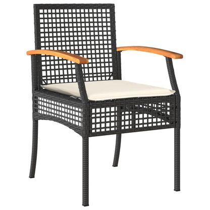 vidaXL 7 Piece Patio Dining Set with Cushions Black Poly Rattan-1
