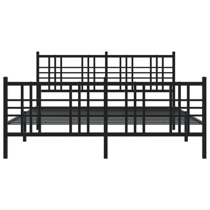 vidaXL Metal Bed Frame with Headboard and Footboard Black 59.1"x78.7"-3