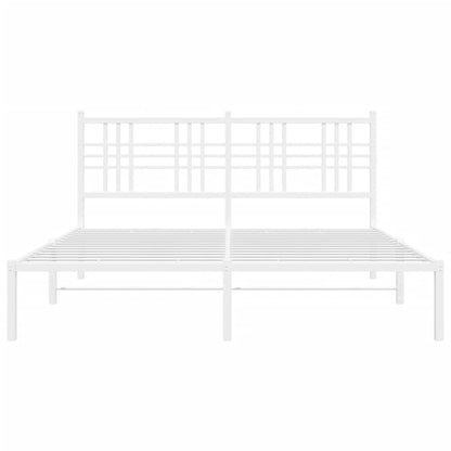 vidaXL Metal Bed Frame with Headboard White 59.1"x78.7"-3