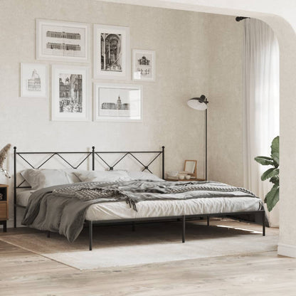 vidaXL Metal Bed Frame with Headboard Black 76"x79.9" King-1