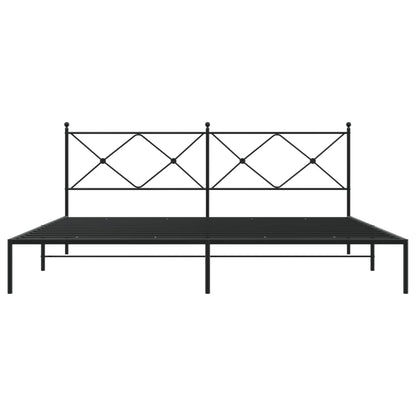 vidaXL Metal Bed Frame with Headboard Black 76"x79.9" King-2